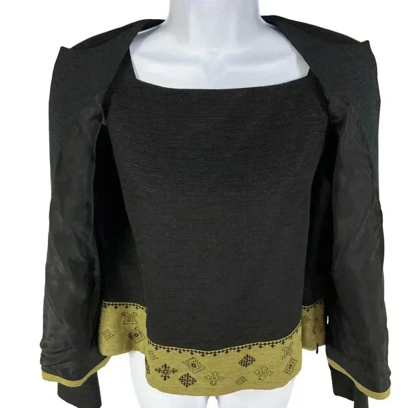 Due per Due Women 10 Bohemian 3 Piece Set 100% Silk Black Gold Embroidered Lined - Picture 10 of 16